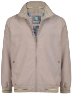 Kam Stripe Lightweight Tall Harrington Jacket - Taupe
