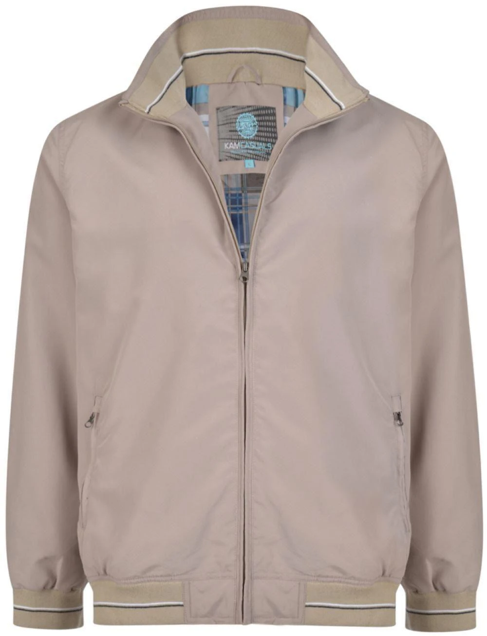 Kam Stripe Lightweight Tall Harrington Jacket - Taupe