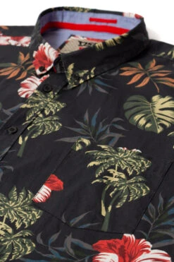 Duke D555 Wilton TALL Hawaii Print Short Sleeve Shirt - Black 9 Duke D555 Wilton TALL Hawaii Print Short Sleeve Shirt - Black -Famous Menswear Store 101306 wilton ss shirt black 3