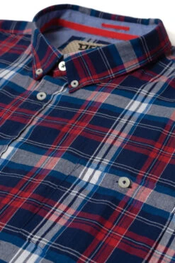 Duke D555 Portland TALL Bold Check Short Sleeve Shirt - Blue Red 7 Duke D555 Portland TALL Bold Check Short Sleeve Shirt - Blue Red -Famous Menswear Store 101307 portland ss shirt blue check 3 1