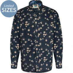 Duke D555 Rooksey Long Sleeve Floral Pattern Shirt - Dark Navy