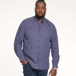 Duke D555 Valence Long Sleeve Patterened Shirt - Navy