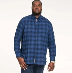 Duke D555 Bruce Long Sleeve Flannel Check Shirt - Blue