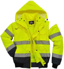 Portwest Hi-Vis Contrast Bomber Jacket Navy Trim - Yellow