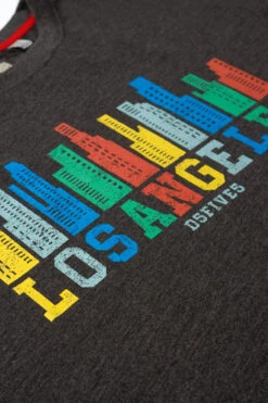 Duke D555 Hemford LA Skyline Print T-Shirt - Charcoal Marl -Famous Menswear Store 601012 hemford tee charcoal marl 3