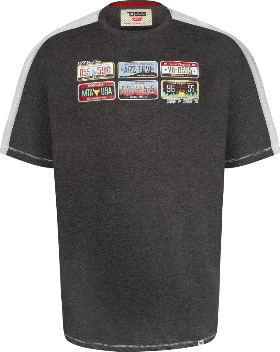 Duke D555 Soho US Number Plate Print T-Shirt - Charcoal Marl 3 Duke D555 Soho US Number Plate Print T-Shirt - Charcoal Marl