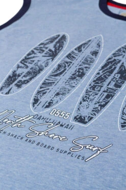 Duke D555 Bretton TALL Surf Board Chest Print T-Shirt - Blue -Famous Menswear Store 601316 bretton tee blue marl 3 1