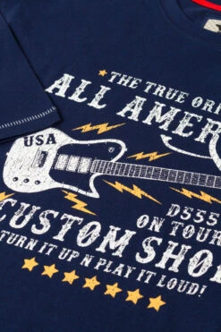 Duke D555 Bronte TALL All American Guitar Print T-Shirt - Navy -Famous Menswear Store 601322 bronte tee navy 3