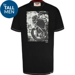 Duke D555 Pinewood TALL Photographic Bike Print T-Shirt - Black