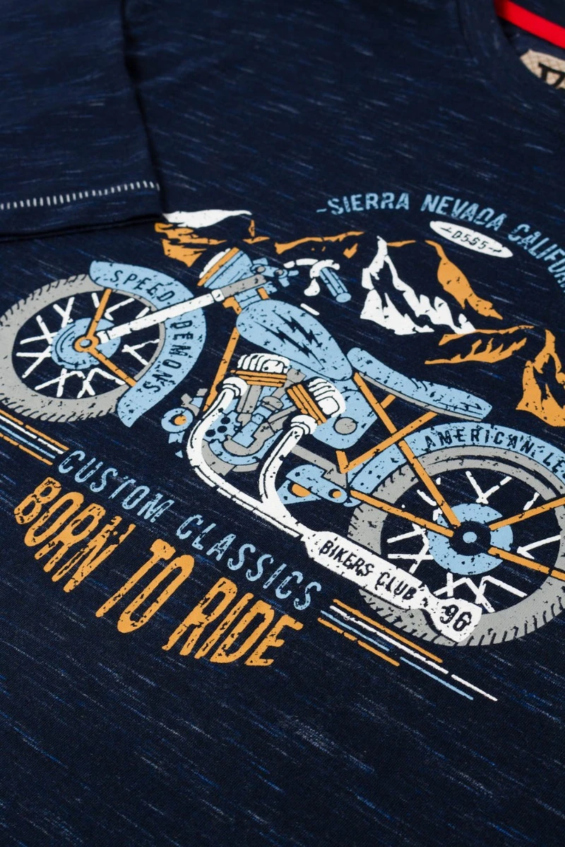 Duke D555 Josiah Motorbike Graphic Print T-Shirt - Navy Reno 5 Duke D555 Josiah Motorbike Graphic Print T-Shirt - Navy Reno - Image 3