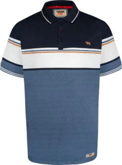 Duke D555 Offley Stripe Jersey Short Sleeve Polo Shirt - Navy