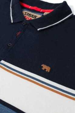 Duke D555 Offley Stripe Jersey Short Sleeve Polo Shirt - Navy -Famous Menswear Store 611404 offley ss polo navy 3