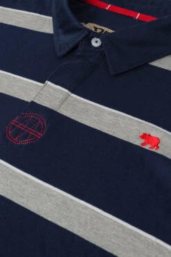 Duke D555 Marshall Rugby Striped Polo Shirt - Navy White -Famous Menswear Store 611408 marshall ls polo navy 3