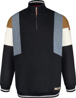 Duke D555 Kenington Cut And Sew Half Zip Sweatshirt - Navy