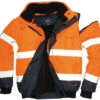 Portwest Hi-Vis Contrast Bomber Jacket Navy Trim - Orange -Famous Menswear Store 6d1e17fdcdea902f85fc2048a4dc0c72