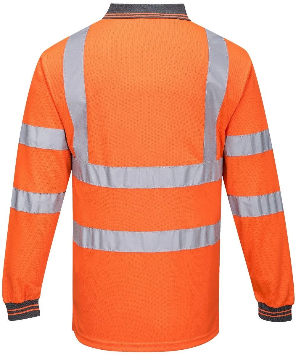 Portwest Long Sleeve Hi-Vis Polo Shirt - Orange 3 Portwest Long Sleeve Hi-Vis Polo Shirt - Orange