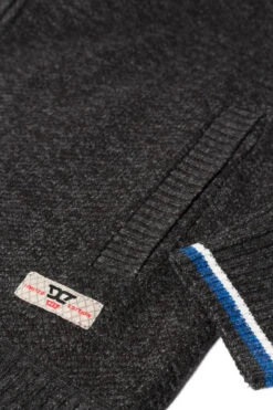 Duke D555 Salvatore Plain Knit Full Zip Sweatshirt - Black Marl -Famous Menswear Store 801410 salvatore1 sweat black marl 4