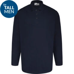 Uptheir Cyprus TALL Long Sleeve Polo Shirt - Navy