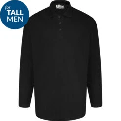 Uptheir Cyprus TALL Long Sleeve Polo Shirt - Black