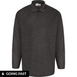 Uptheir Cyprus Mens Long Sleeve Polo Shirt - Charcoal