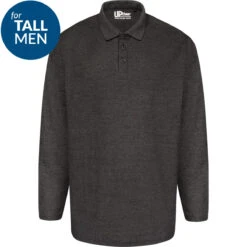 Uptheir Cyprus TALL Long Sleeve Polo Shirt - Charcoal
