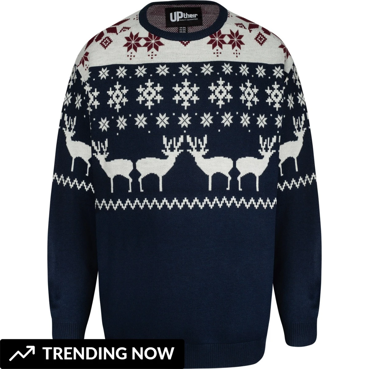 Uptheir Nightingale Fair Isle Knit Christmas Sweater - Navy