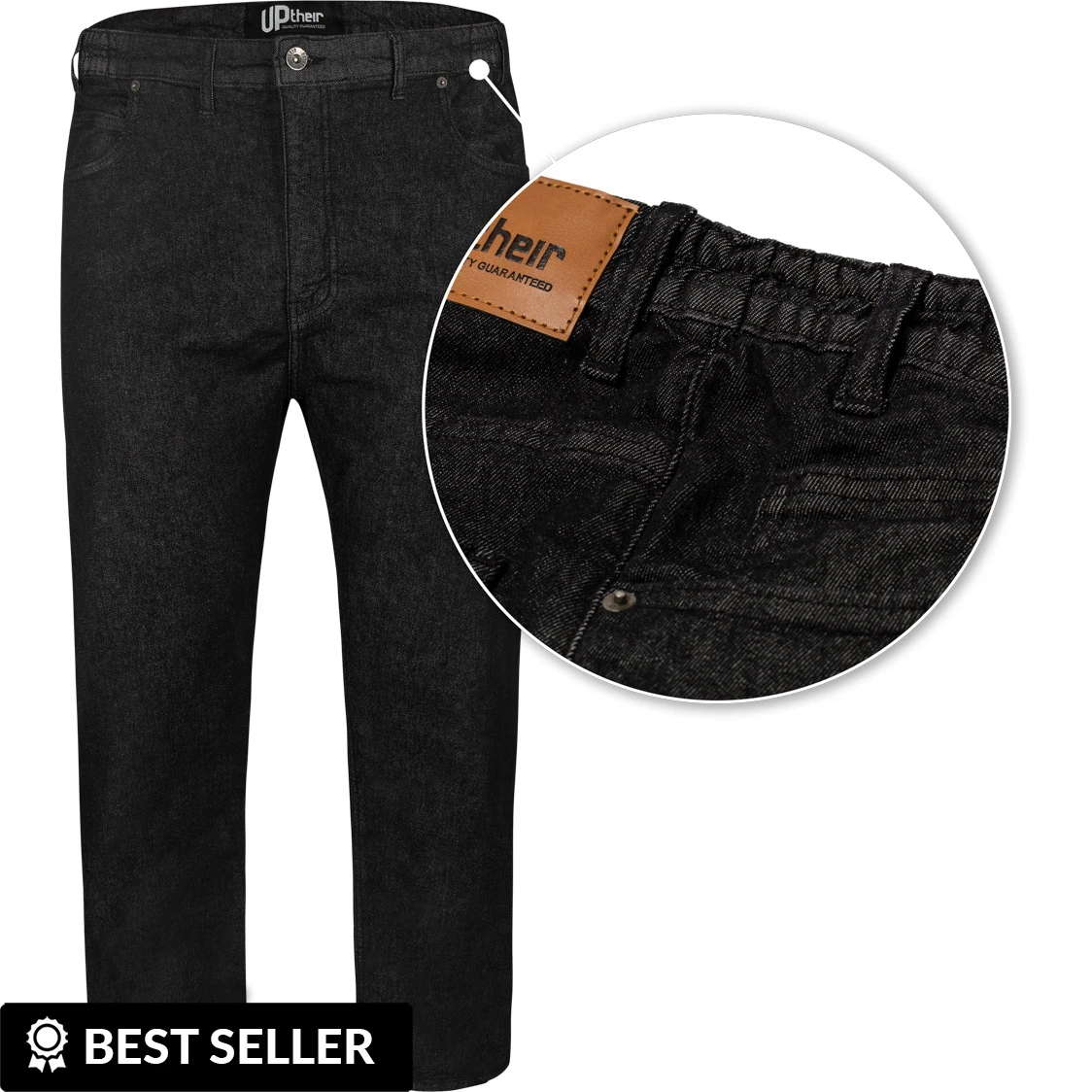 Uptheir Powerful Elasticated Waistband Jeans - Black 3 Uptheir Powerful Elasticated Waistband Jeans - Black