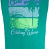 Kam California Wave Print Sleeveless T-Shirt - Emerald Marl -Famous Menswear Store kbs 5397 vest emerald 1