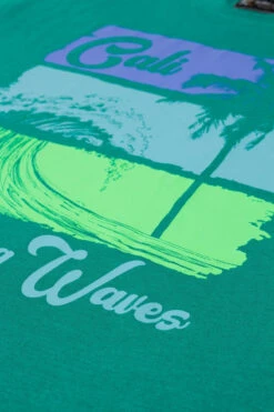 Kam California Wave Print Sleeveless T-Shirt - Emerald Marl -Famous Menswear Store kbs 5397 vest emerald 3