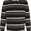 Kam Long Sleeved Rugby Striped Polo Shirt - Charcoal -Famous Menswear Store kbs 5479 ls polo charcoal 1