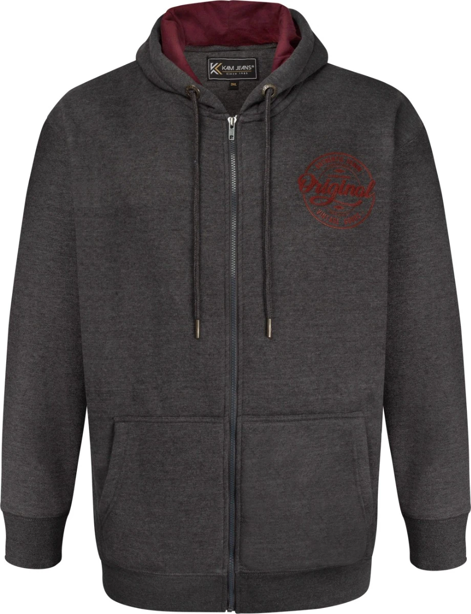 Kam Originals Denim Zip Through Hoodie - Charcoal