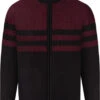 Kam Full Zip Through Marl Stripe Jumper - Black Burgundy -Famous Menswear Store kbs 84 jumper black 1 1