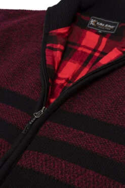 Kam Full Zip Through Marl Stripe Jumper - Black Burgundy 8 Kam Full Zip Through Marl Stripe Jumper - Black Burgundy -Famous Menswear Store kbs 84 jumper black 3 1