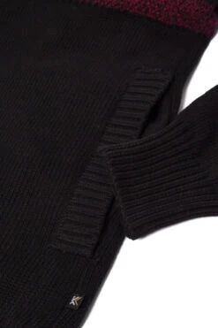 Kam Full Zip Through Marl Stripe Jumper - Black Burgundy 9 Kam Full Zip Through Marl Stripe Jumper - Black Burgundy -Famous Menswear Store kbs 84 jumper black 4 1