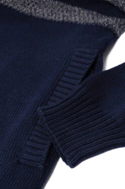 Kam Full Zip Through Marl Stripe Jumper - Navy Grey -Famous Menswear Store kbs 84 jumper navy 4