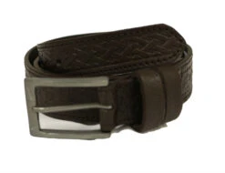KAM Leather Basket Weave Pattern Belt