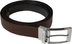 KAM Reversible Leather Trouser Belt In Brown