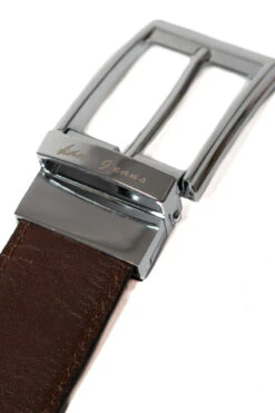 KAM Reversible Plain Leather Trouser Belt -Famous Menswear Store kbs921 belt brown 2 1