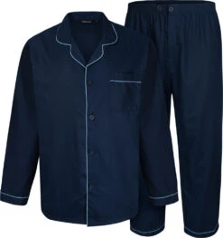 Espionage Plain Traditional Pyjama Set - Blue