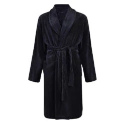 Espionage Plain Fleece Dressing Gown - Navy