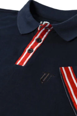 Uptheir Butter TALL Striped Tape Detail Polo Shirt - Navy -Famous Menswear Store tumbnail 005ee684 8146 4b78 a18b 8699a5d9e715
