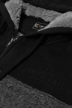 Kam Block Panel Sherpa Lined Hoody - Black -Famous Menswear Store tumbnail 0138887b 7192 4374 9562 ff07c8369e14