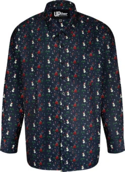 Uptheir Shire All Over Christmas Print Shirt - Navy