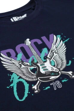 Uptheir Strange Rock Guitar Graphic Print T-Shirt - Navy -Famous Menswear Store tumbnail 03d4e75e 3bdd 4f39 9727 3aea525a4702