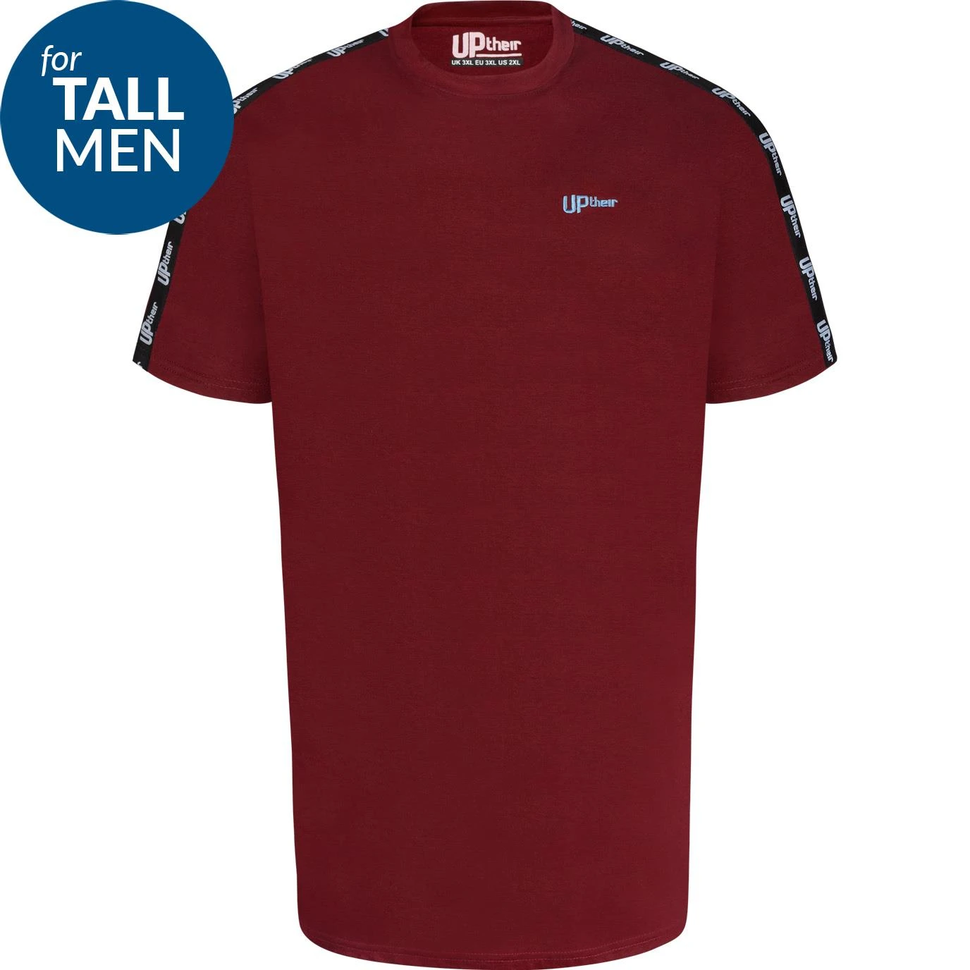 Uptheir Tri TALL Shoulder Tape Crew Neck T-Shirt - Maroon 4 Uptheir Tri TALL Shoulder Tape Crew Neck T-Shirt - Maroon - Image 2