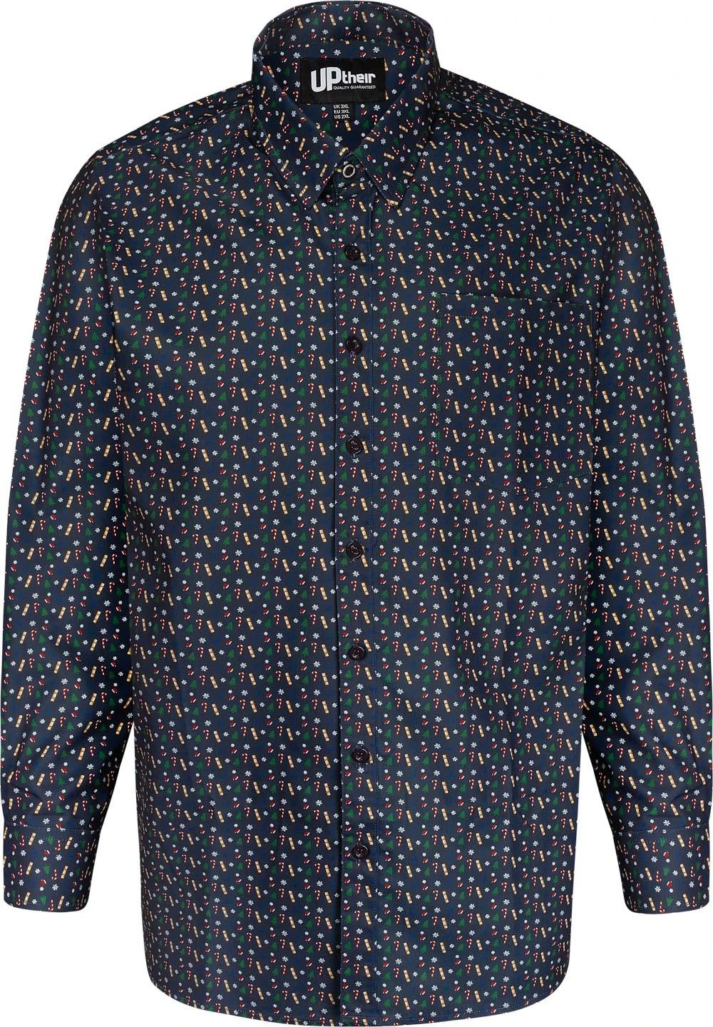 Uptheir Milo Long Sleeved Christmas Print Shirt - Navy 3 Uptheir Milo Long Sleeved Christmas Print Shirt - Navy