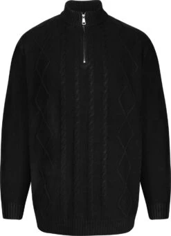 Uptheir Stockton Cable-Knit Half Zip Jumper - Black -Famous Menswear Store tumbnail 0cd1939e 8f08 4fe8 98a4 8ef887d8619d 1