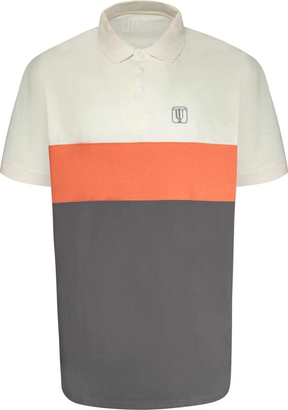 Uptheir Fran Cut And Sew Colour Block Polo Shirt - Grey 4 Uptheir Fran Cut And Sew Colour Block Polo Shirt - Grey - Image 2