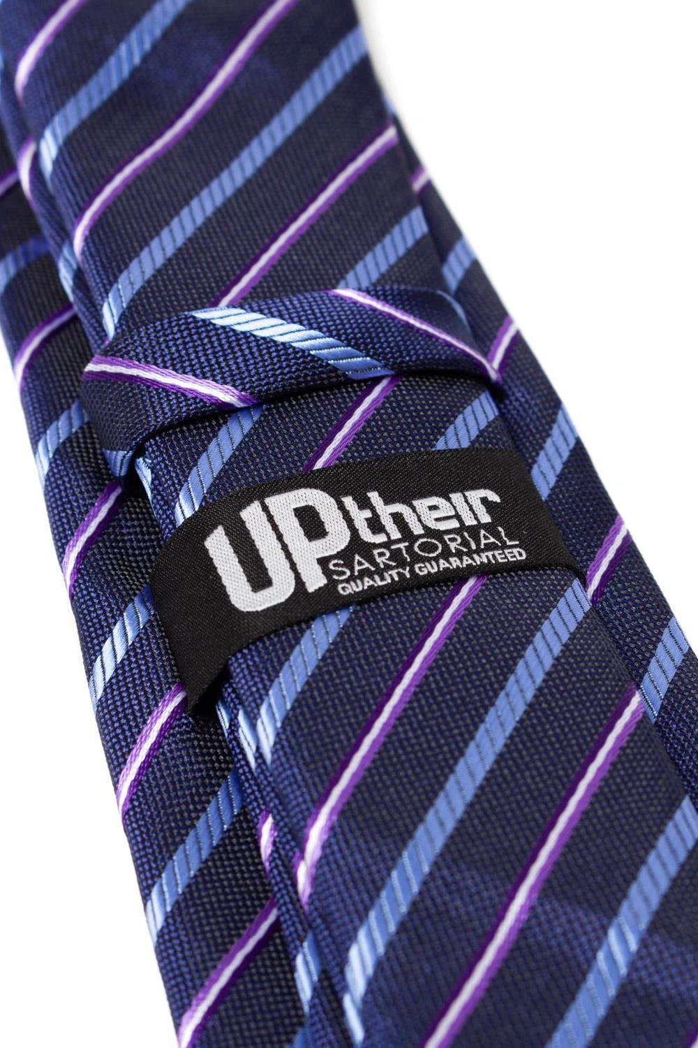 Uptheir All Over Diagonal Striped Extra Long Tie - Navy 5 Uptheir All Over Diagonal Striped Extra Long Tie - Navy - Image 3