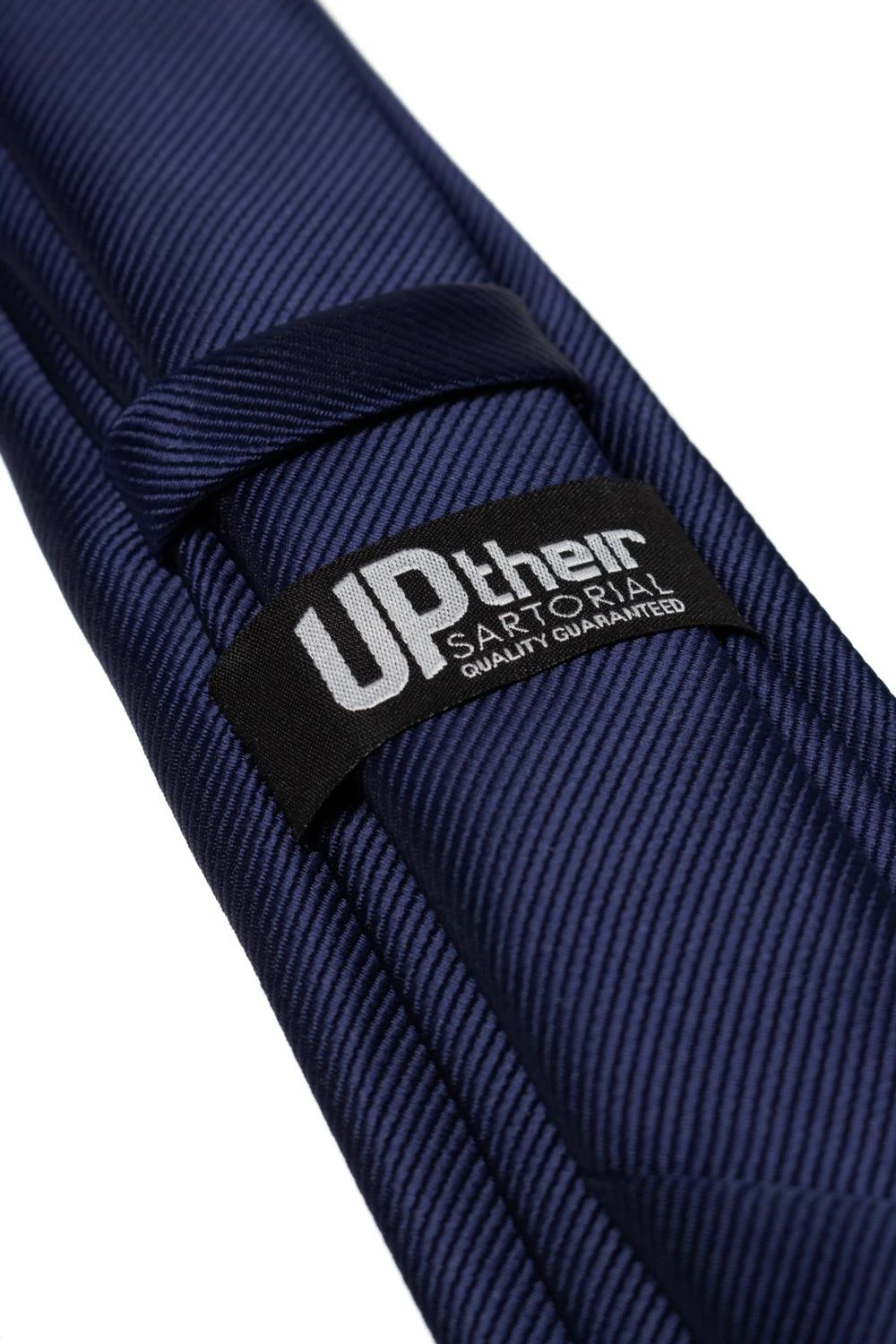 Uptheir Classic Diagonal Line Pattern Extra Long Tie - Navy 5 Uptheir Classic Diagonal Line Pattern Extra Long Tie - Navy - Image 3